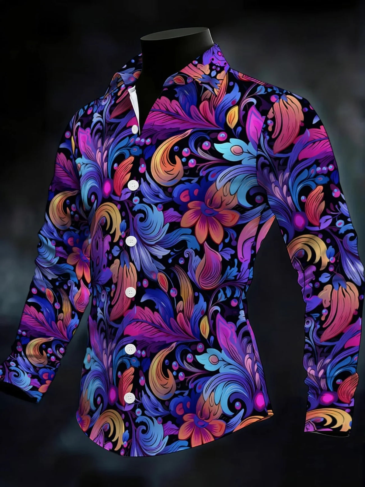 Men's Floral Print Long Sleeve Shirt – Bold Casual Style