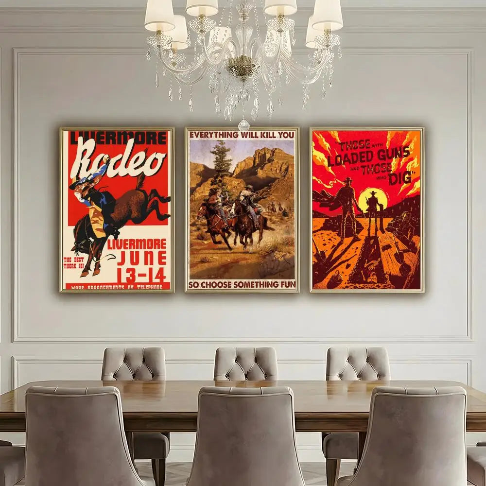 Western Cowboy Retro Poster – Wall Decor