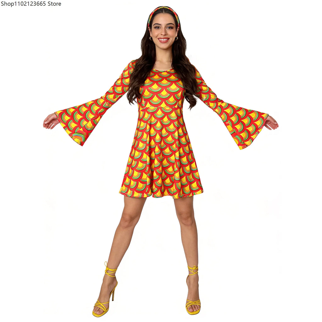 Women's 70s Hippie Disco Costume Dress
