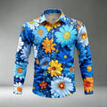 Men's Pop Art Daisy Print Long-Sleeve Shirt