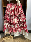 Women's Patchwork Plaid Skirt – Y2K Harajuku Style
