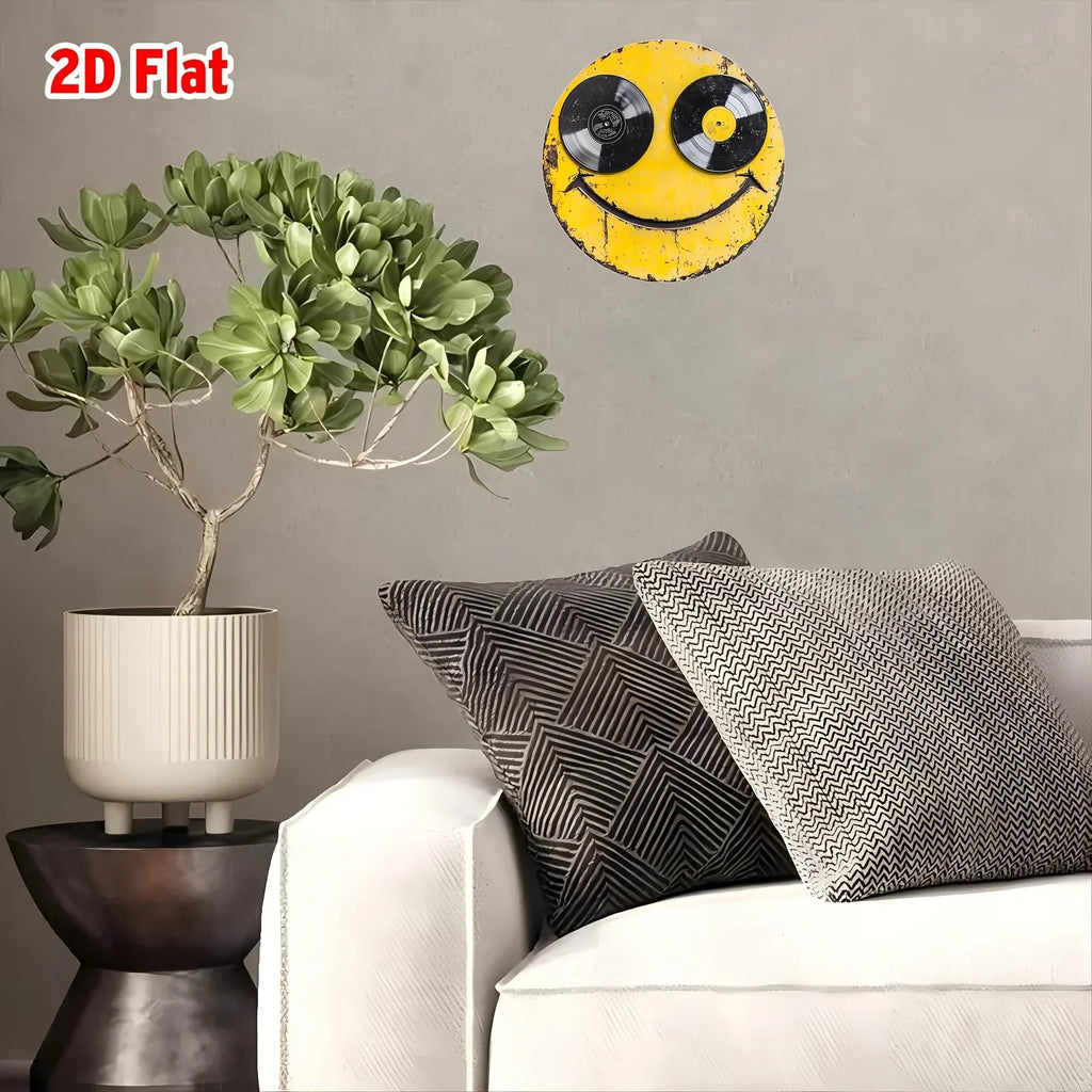 Round Aluminum Wall Art – Smiling Face Design