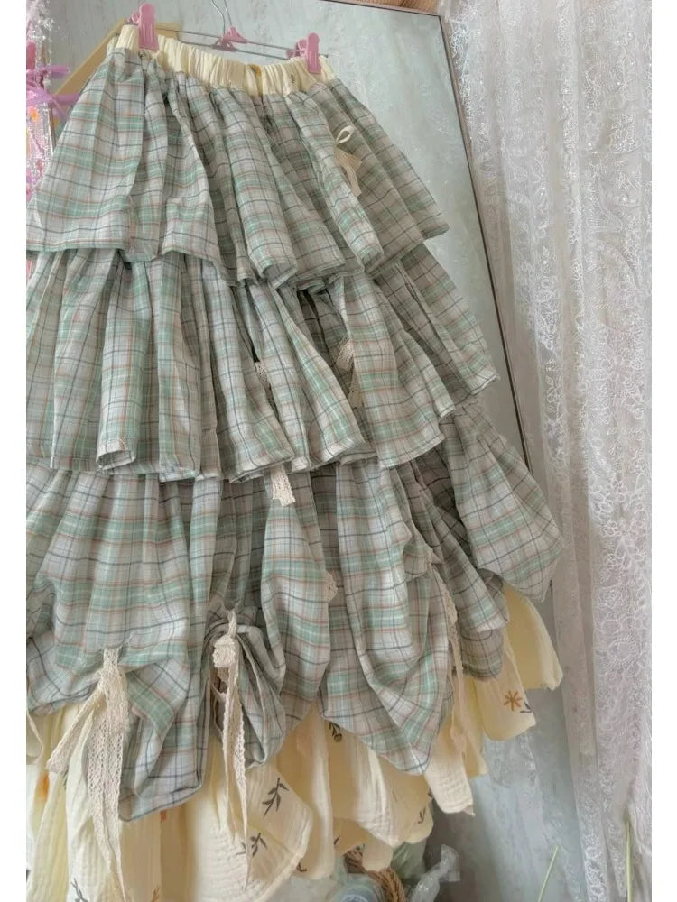 Women's Patchwork Plaid Skirt – Y2K Harajuku Style
